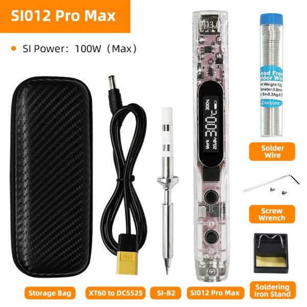 Sequre SI012 Pro Max T12-B2 Portable OLED Soldering Iron With Color Ambience (2 Styles) - SI012 Pro Max Kit (T12-B2)